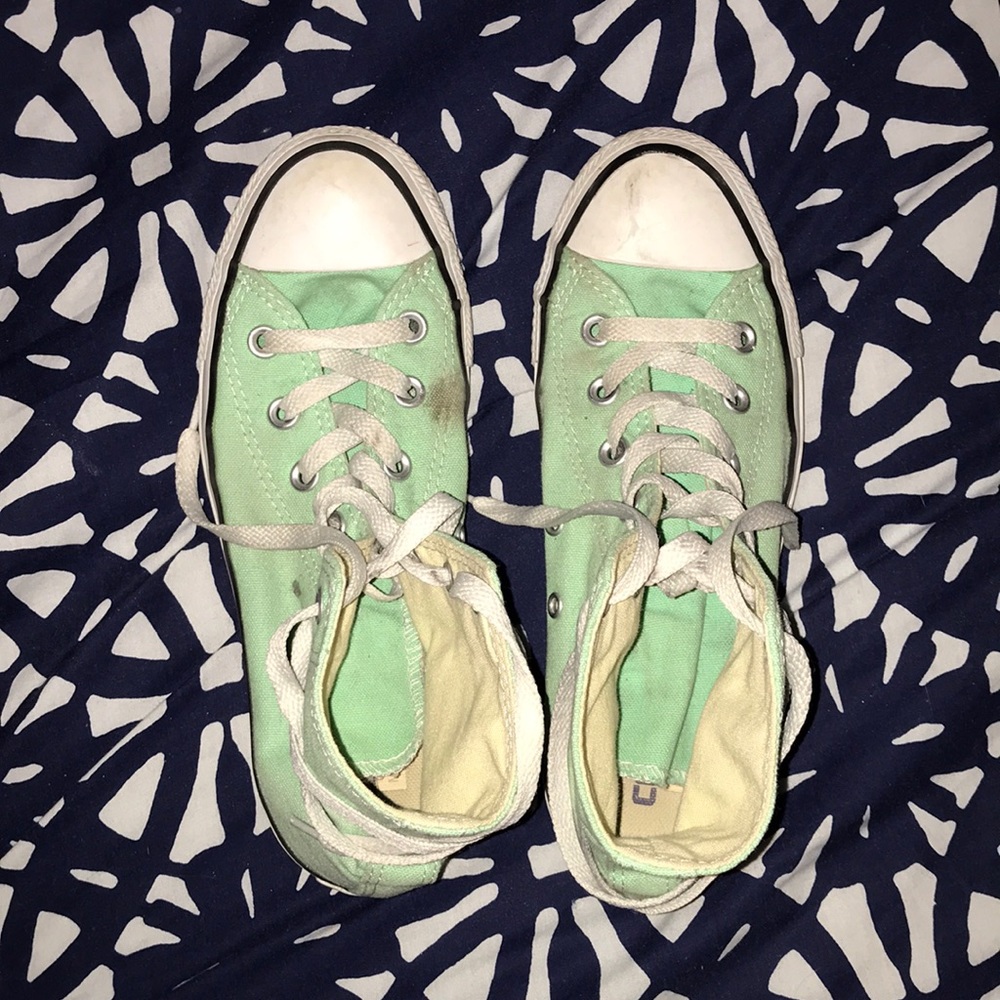 Teal Converse high tops
